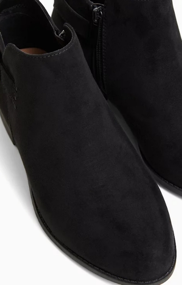 BLACK FAUX SUEDE BUCKLE ANKLE BOOT (WW) - Picture 5 of 10